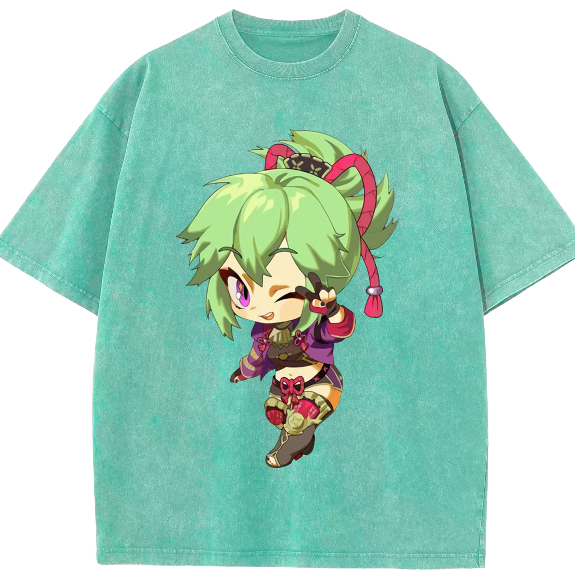 げんし神  久岐忍 くき しのぶ genshin Kuki Shinobu 綿100% ヴィンテージ風 半袖Tシャツ（フロントプリント）